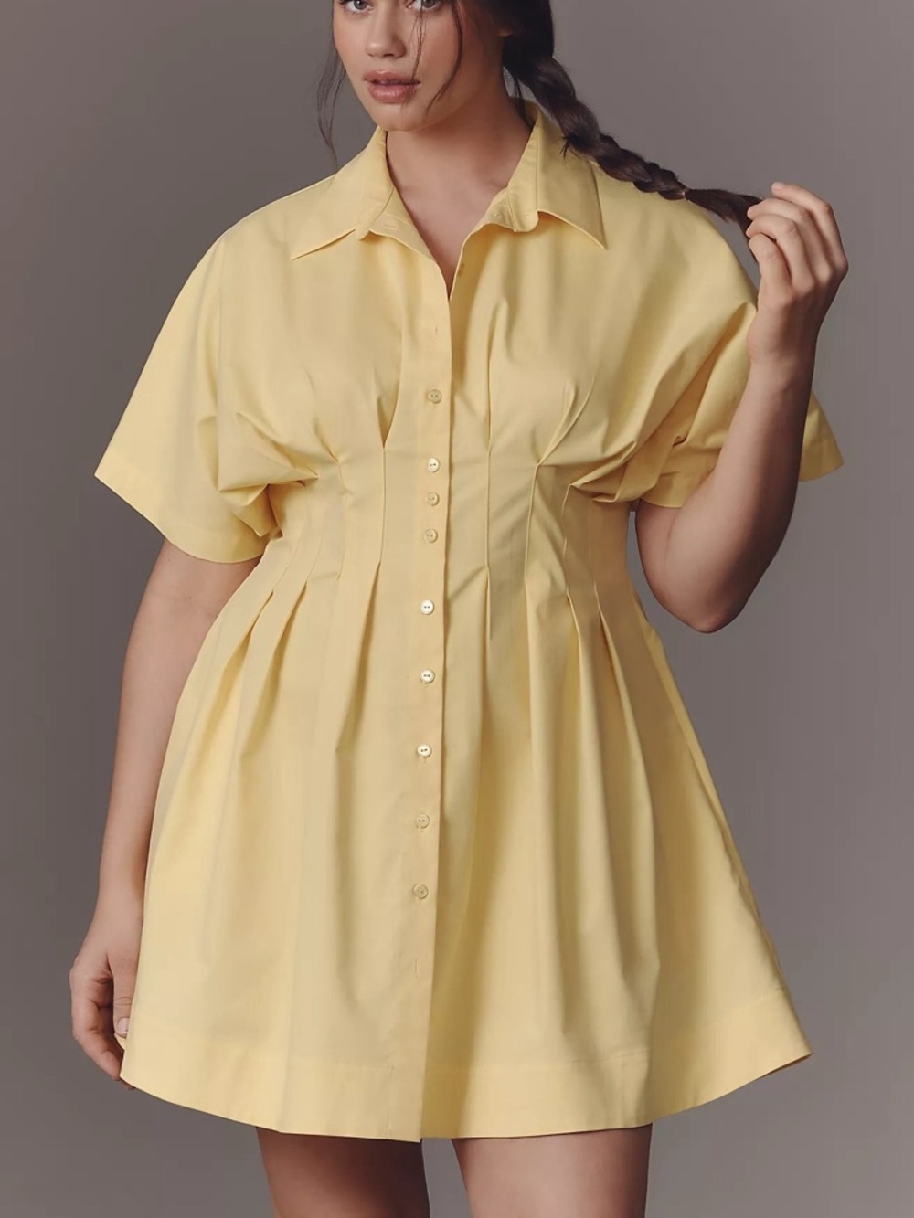 Yellow Tobie Mini Shirt Dress